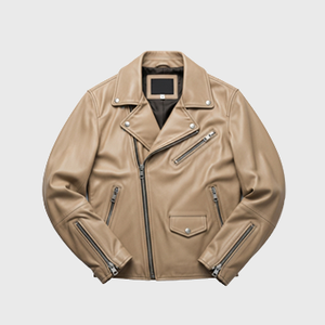Mens Beige Biker Leather Jackets