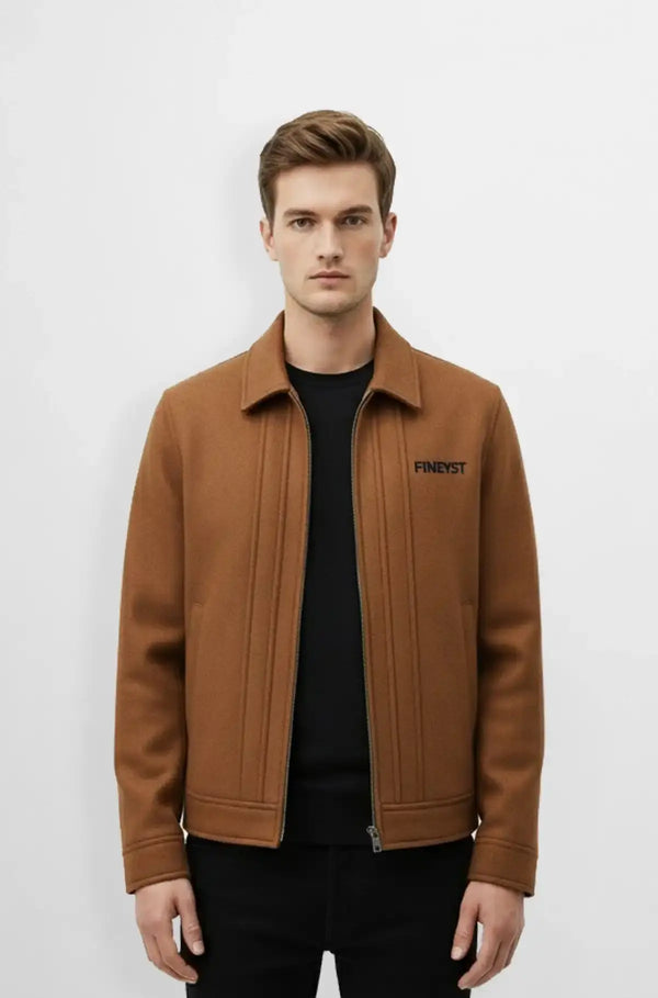 Camel Brown bomber wool jacket