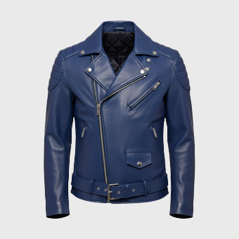 Mens Blue Leather Motorcycle Jackets