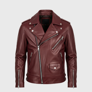 Mens Burgundy Biker Leather Jackets