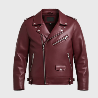 Mens Maroon Biker Leather Jackets
