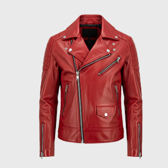 Mens Red Biker Leather Jackets