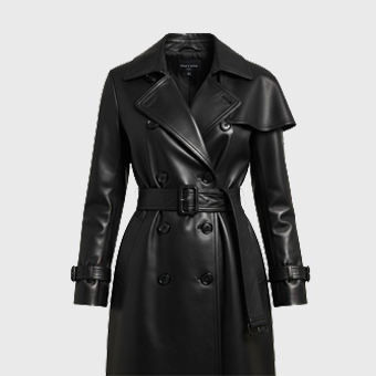 Women Black Leather Trench Coats