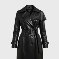 Women Black Leather Trench Coats