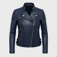 Womens Blue Leather Motorcycle Jackets