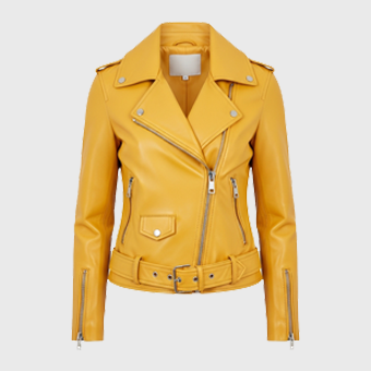 Womens Yellow Biker Leather Jackets