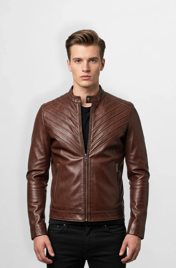 AeroCraft Quilted Brown Bomber Jacket