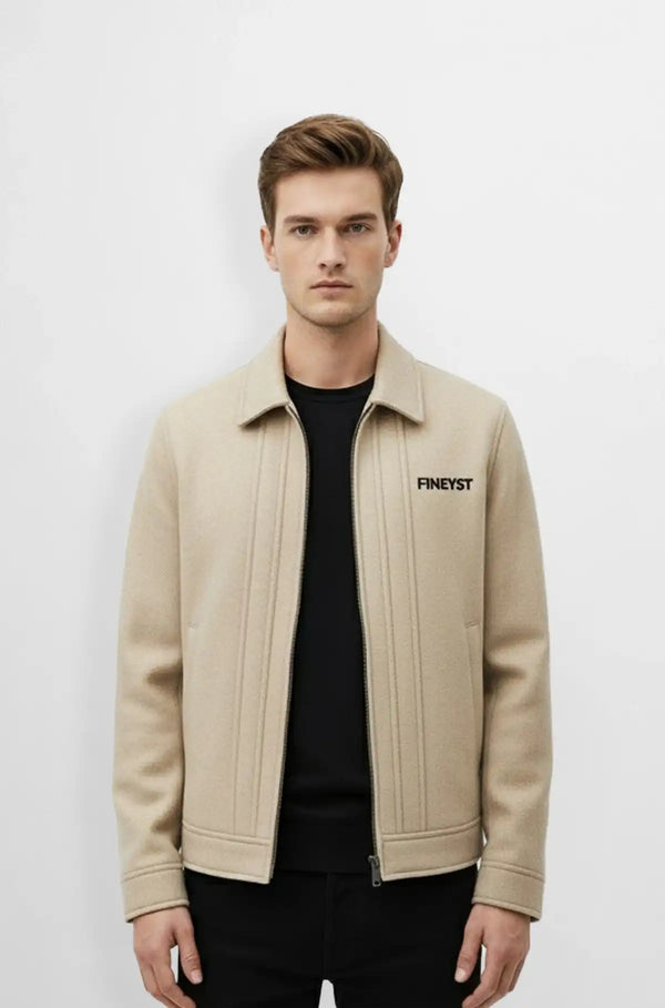 Beige Wool bomber jacket