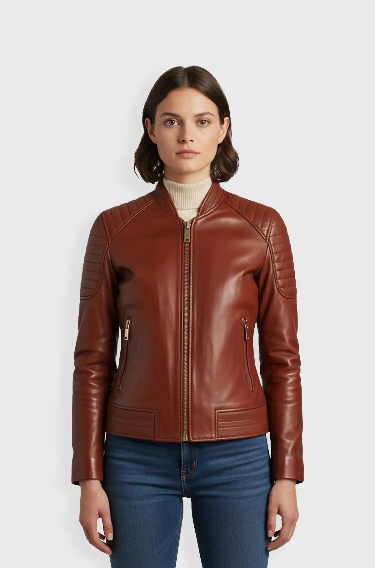 Classic Brown Leather Biker Jacket