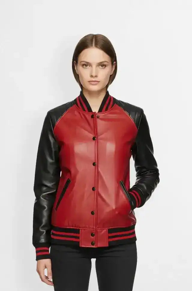 Crimson Core Varsity Jacket front view