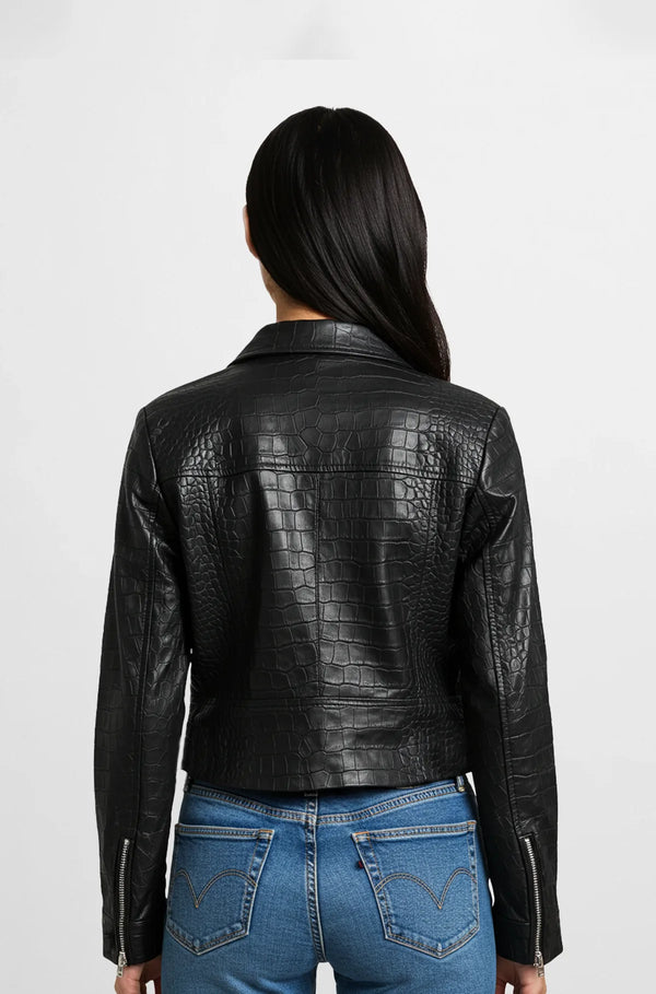 Crocodile Embossed Premium Leather Jacket