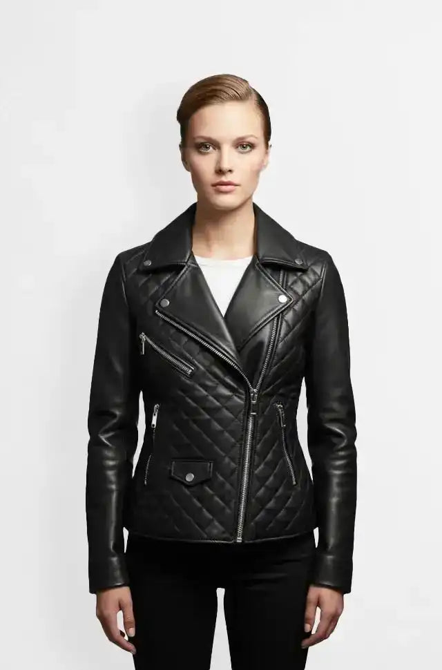 Midnight Diamond Quilted Biker jacket