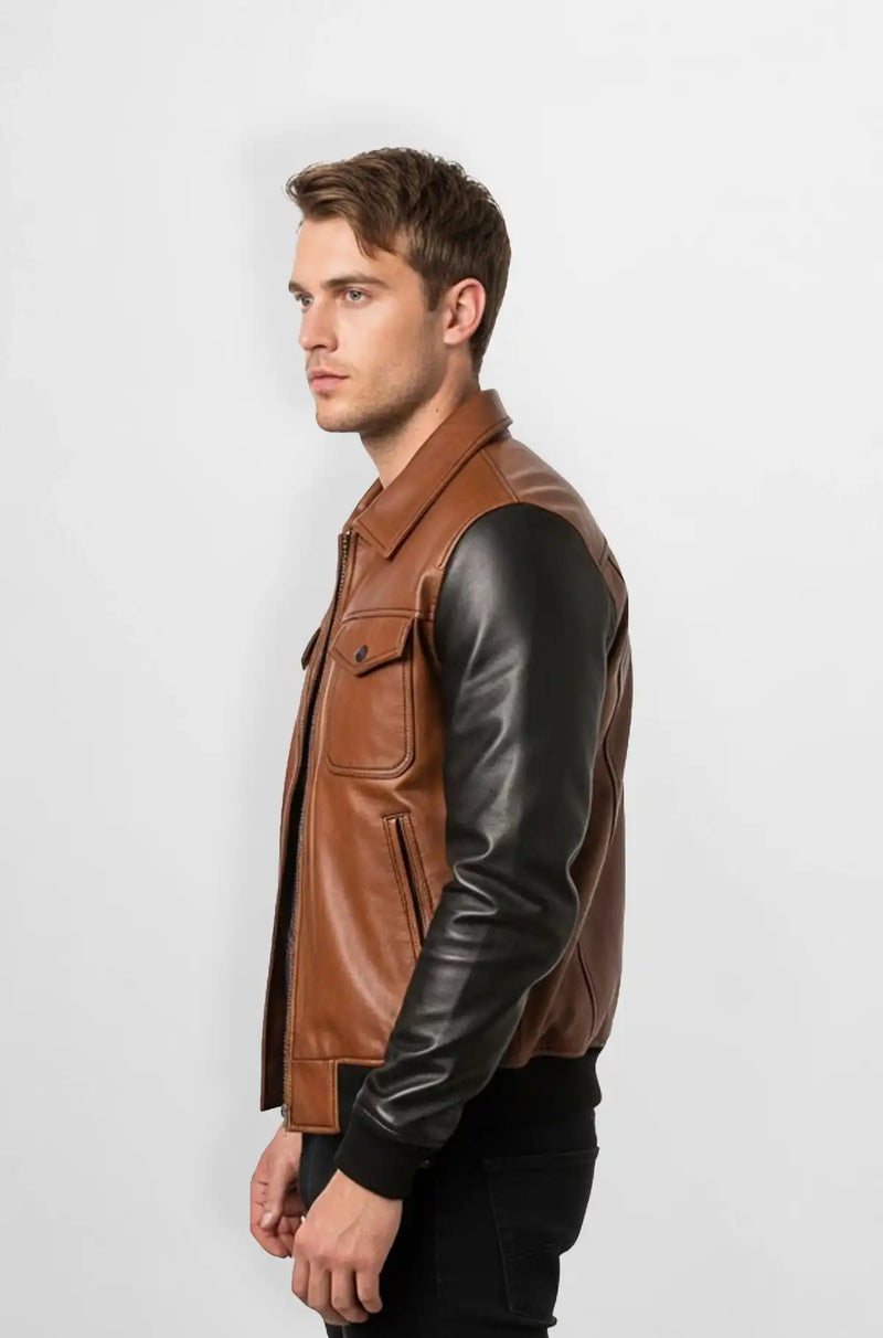 Rust Rebel Varsity Leather Jacket