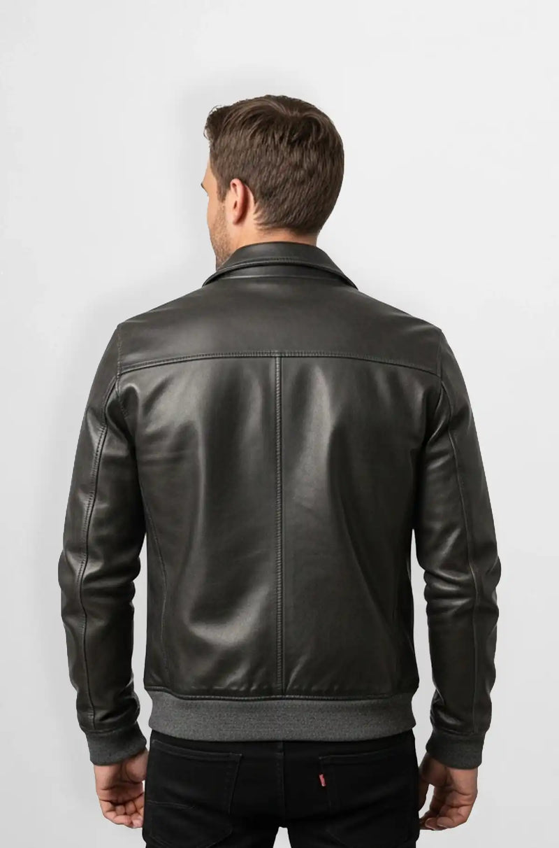  The Urban Raider Jet  Black Leather Bomber