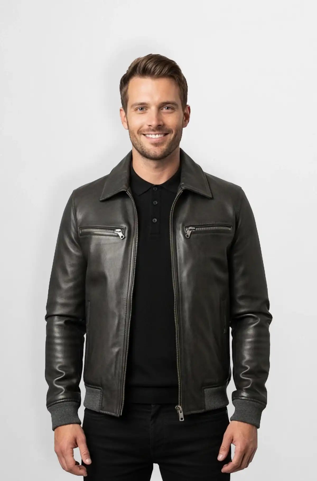  The Urban Raider Jet  Black Leather Bomber