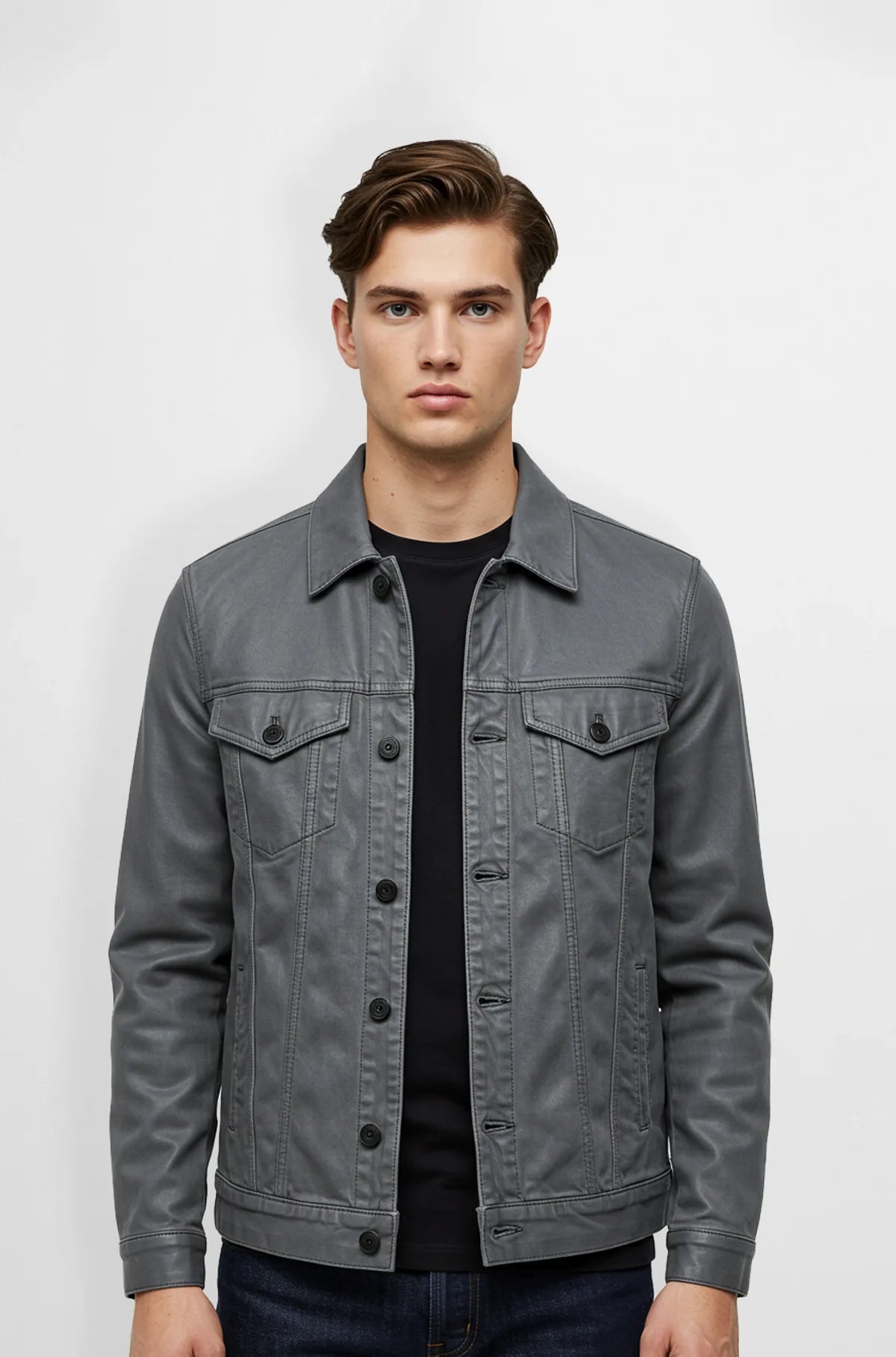 UrbanEdge Grey Trucker Jacket