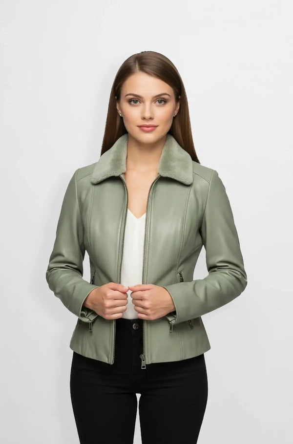 Verde Luxe Aviator Jacket front view